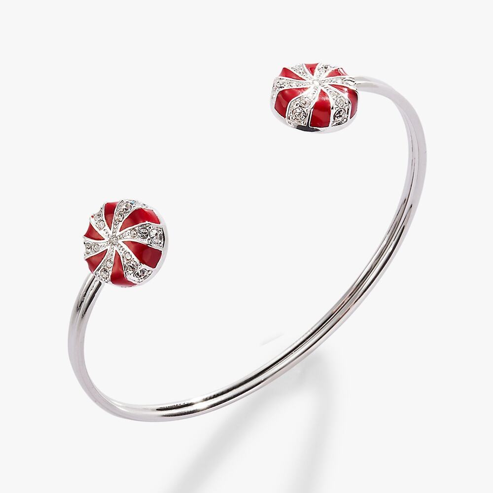 New Alex + Ani Holiday Peppermint Cuff Bracelet in Shiny Silver